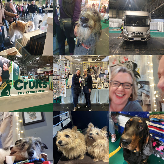 Jo and Dean at the Jo Scott Art stand at Crufts
