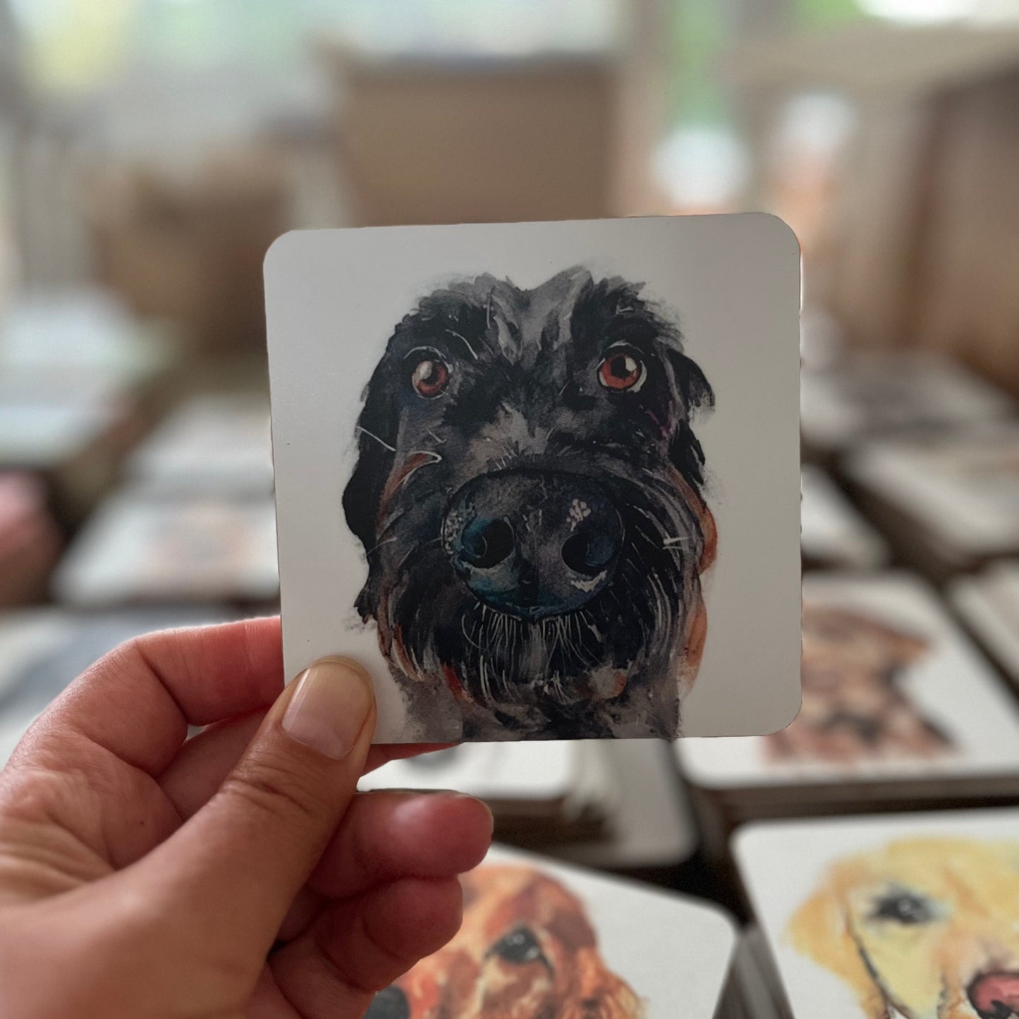 Scruffy Black Dog Coaster: A Delightful Tabletop Essential for Dog Lovers