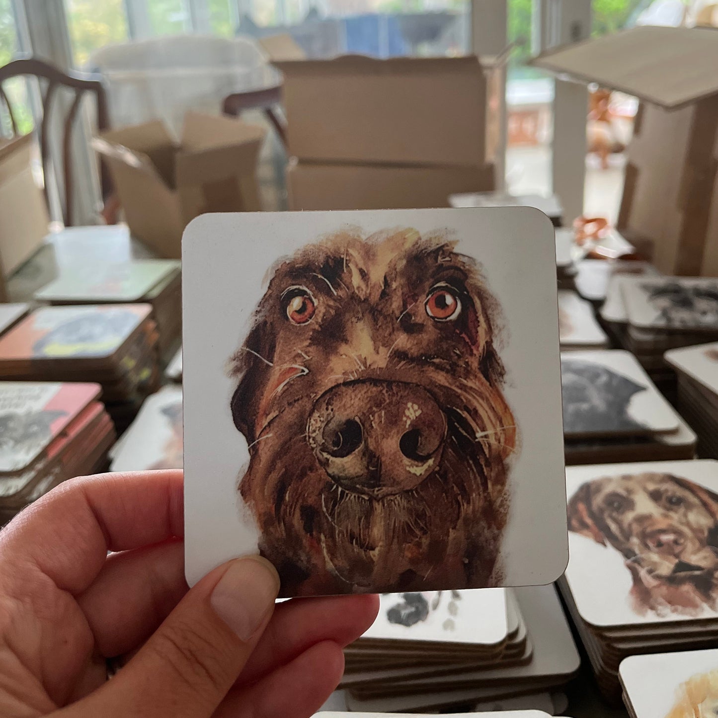 Scruffy Brown Dog Coaster: A Delightful Tabletop Essential for Dog Lovers