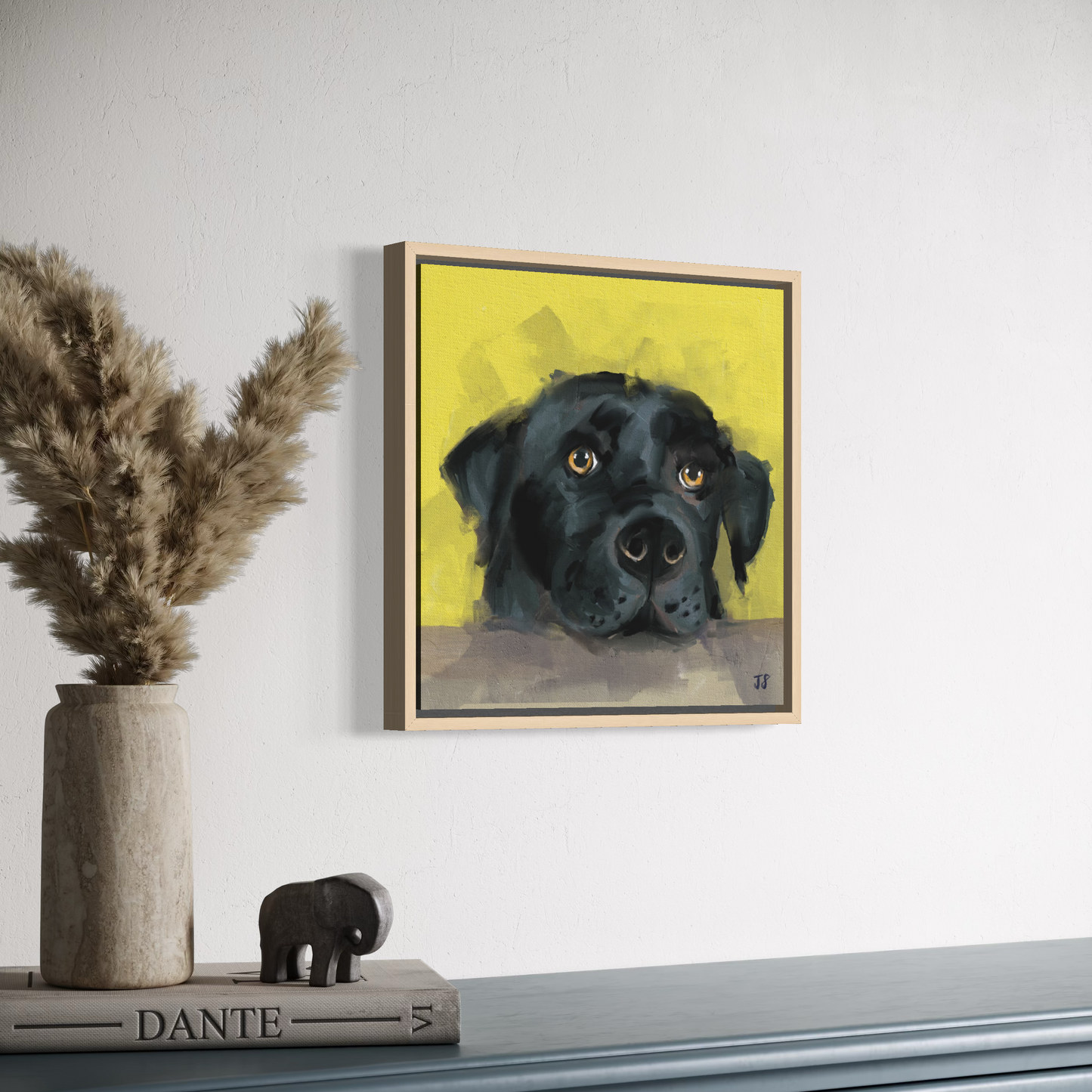 Hector | Black Labrador | Framed Canvas 30x30cm / 12”x12”
