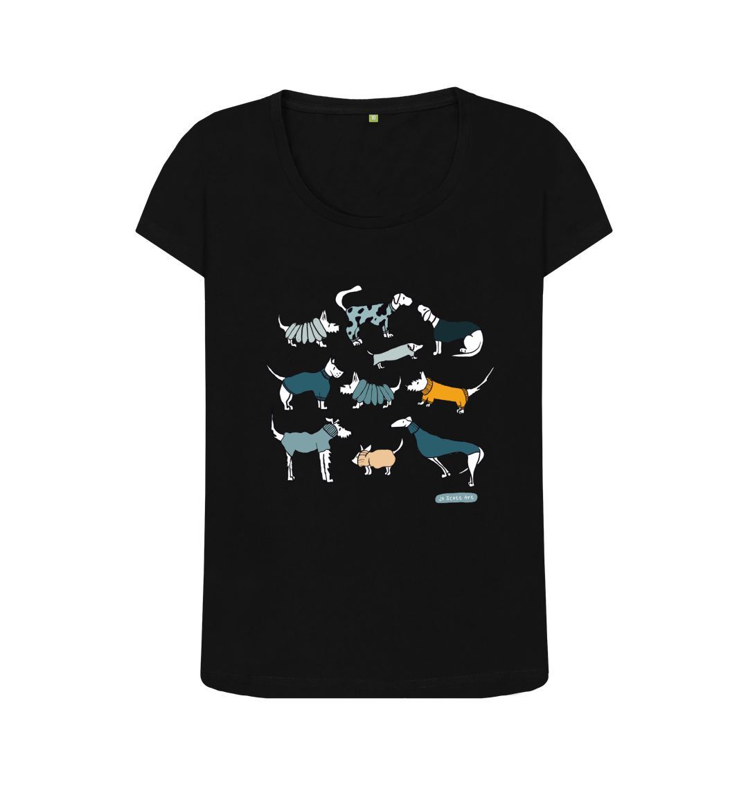 Black All Weather Dogs Womens T-Shirt