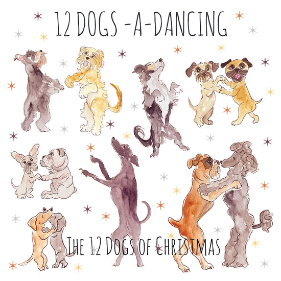 12 Dogs-a-Dancing - Greeting Card
