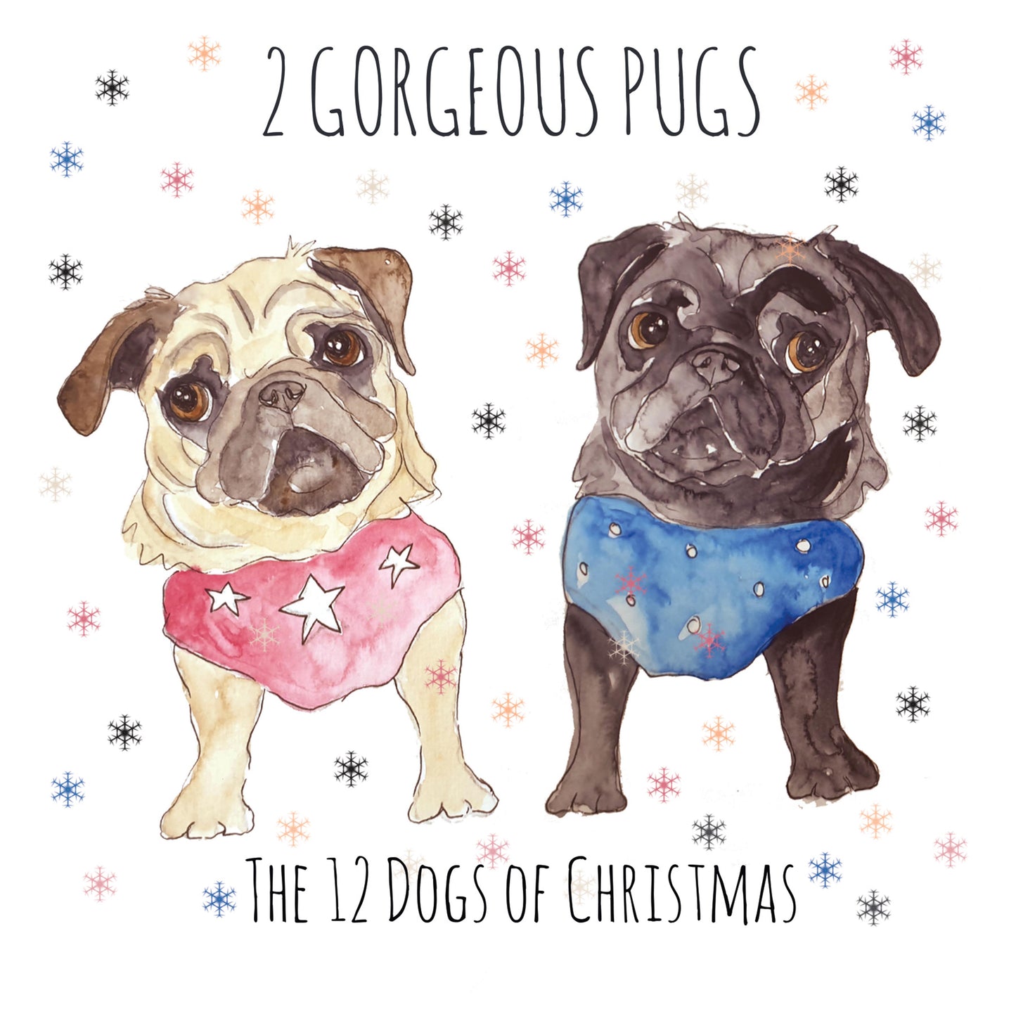 2 Gorgeous Pugs - Greeting Card