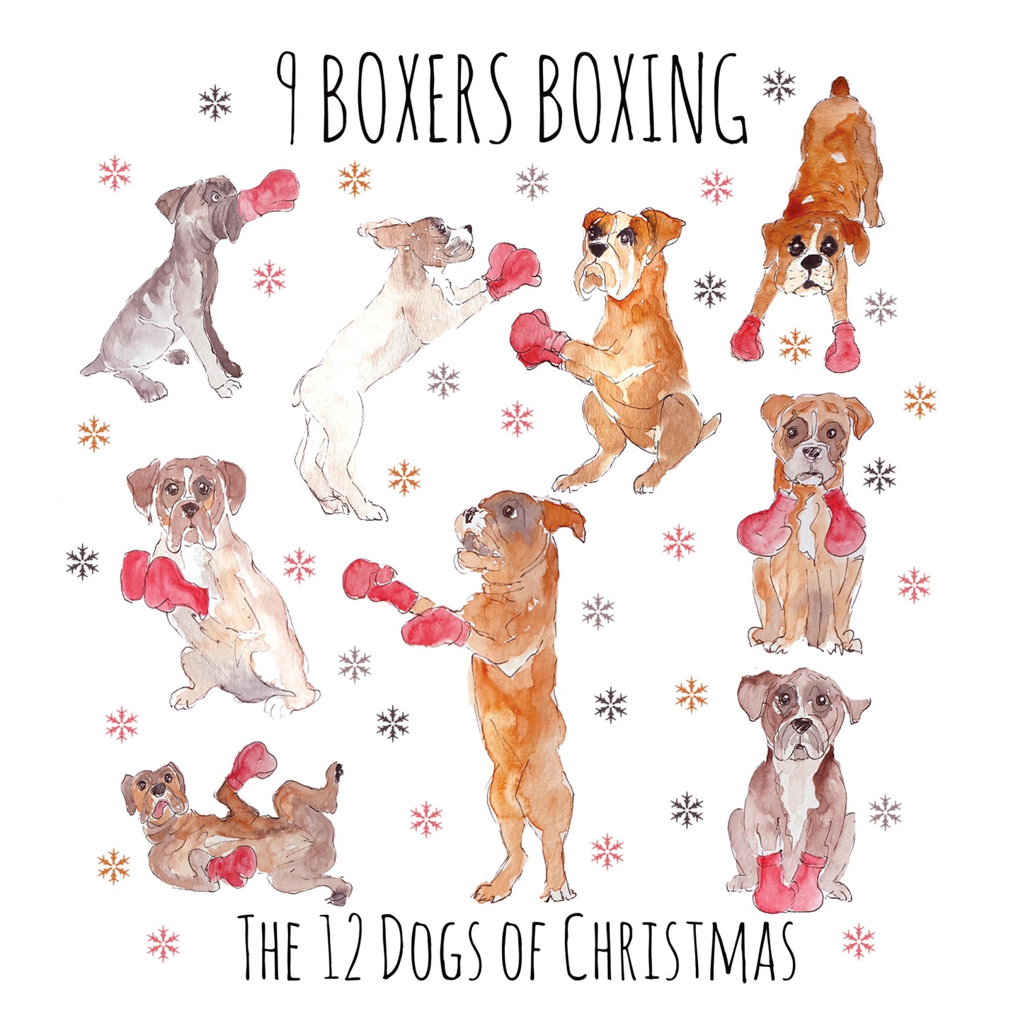 9 Boxers Boxing - Greeting Card