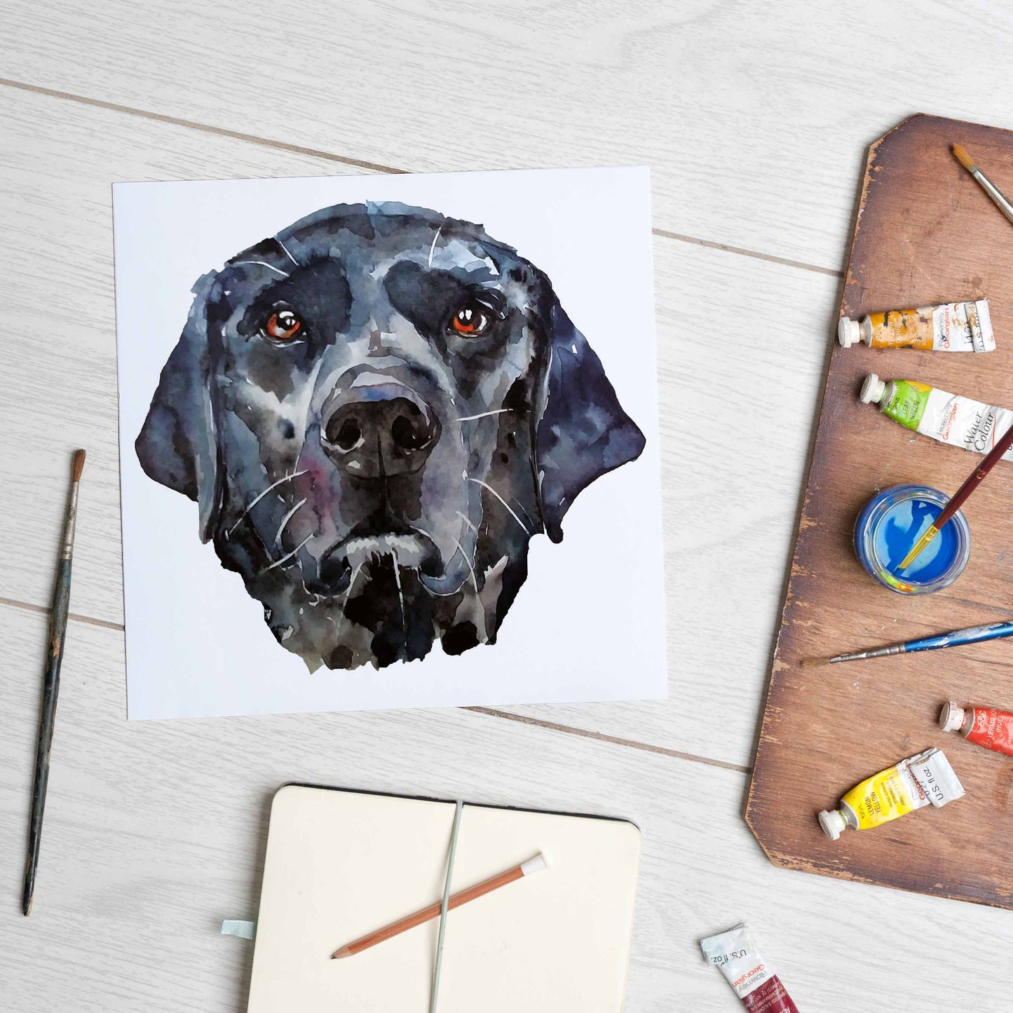 Load image into Gallery viewer, Black Labrador (Mounted Print)
