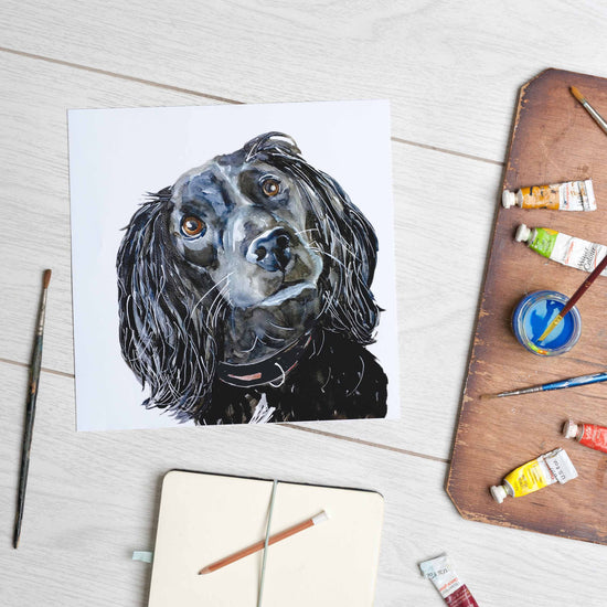 Load image into Gallery viewer, Black Spaniel (Mounted Print)
