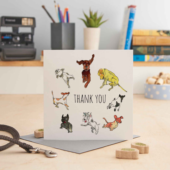 Thank You Greeting Card with Leaping Dogs