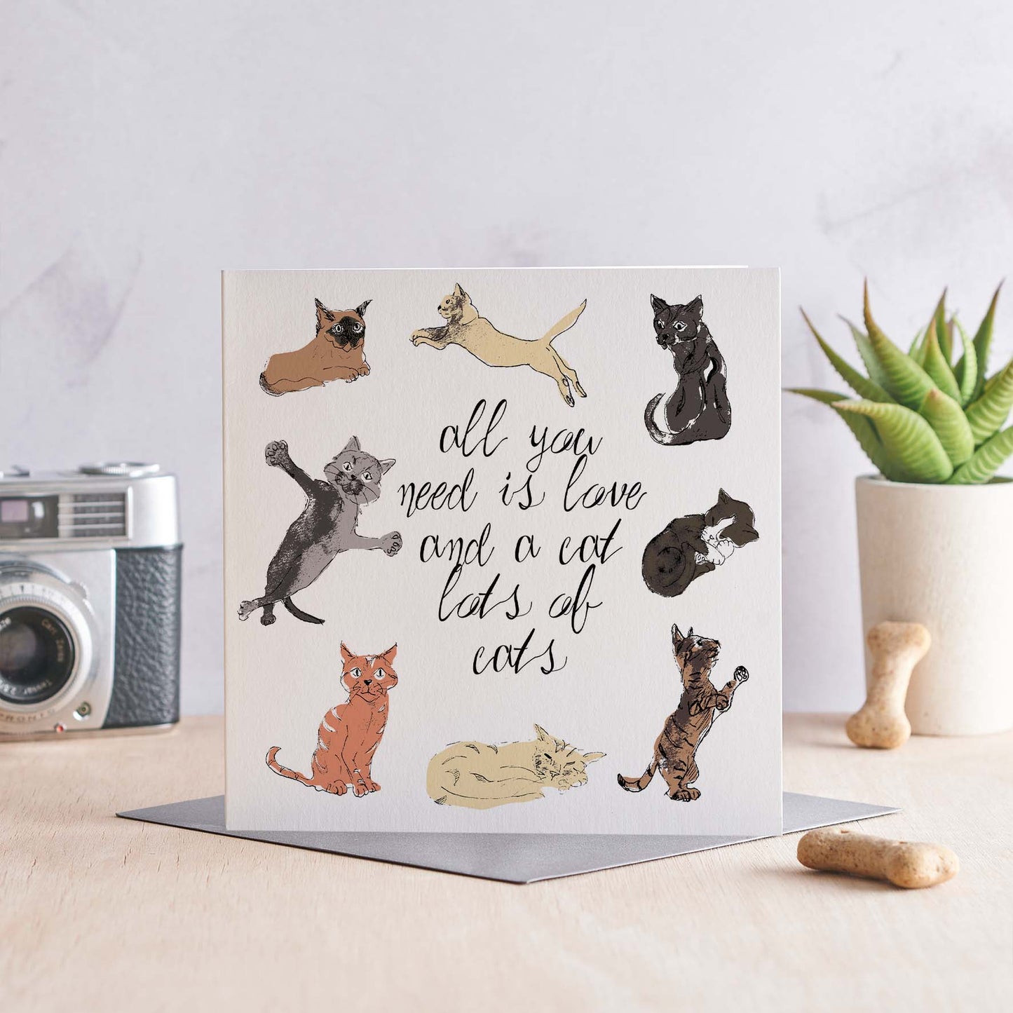 Load image into Gallery viewer, All you need is love and a cat, lots of cats - Greeting Card
