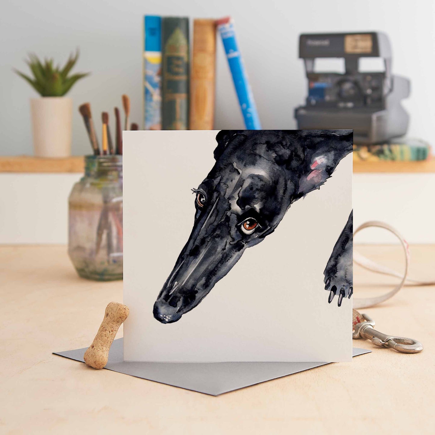 Black Greyhound Greeting Card